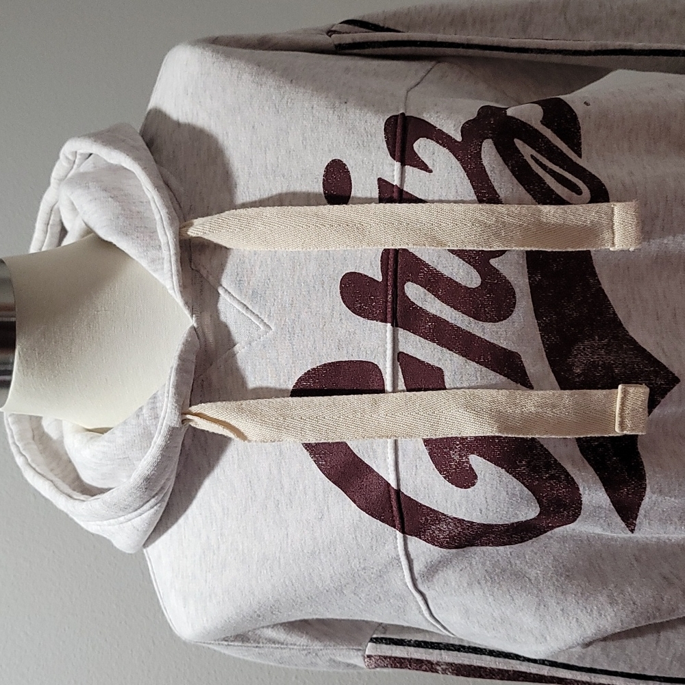 GRIZZLIES Large Grey and Wine Casual COLLEGIATE Womens Cropped Sweatshirt Hoodie